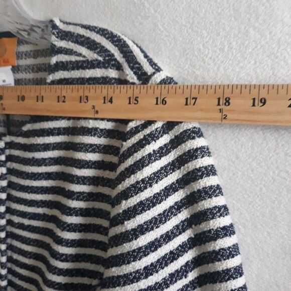 Ruby Rd Jacket Blazer Top Womens Size 10 Blue White Striped Fringed Pocket - Picture 7 of 12